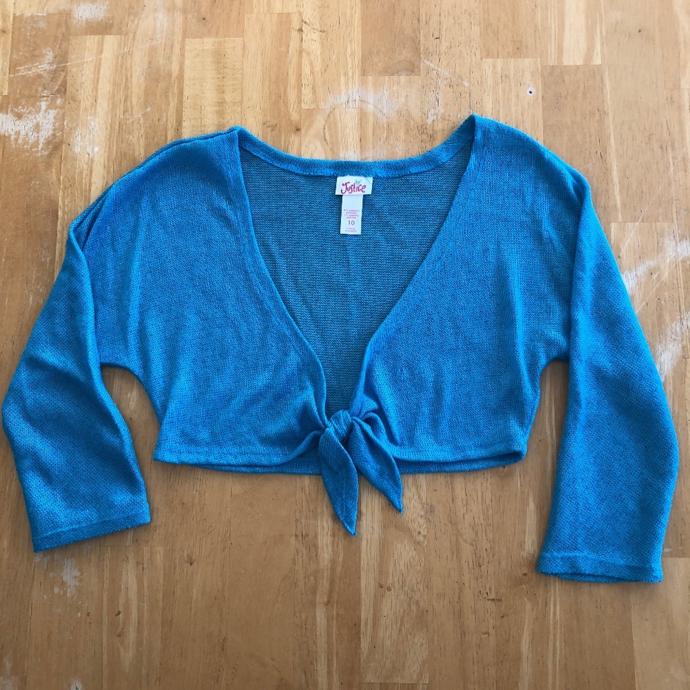 Justice Front Tie Knit Top